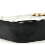 Goatskin Enamel Quilted Small Clutch With Chain Black