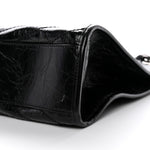 Crinkled Calfskin Matelasse Monogram Medium Niki Shopper Tote Black