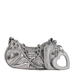 Metallic Agneau Arena Le Cagole Chain Shoulder Bag XS Silver