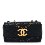 Lambskin Quilted Jumbo CC Small Single Flap Black