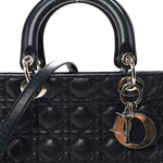 Lambskin Cannage Large Lady Dior Navy Blue