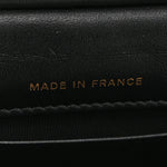Calfskin Quilted Lady Handle Flap Card Holder With Chain Black