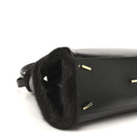 Calfskin Shearling Medium Hug Bag Black