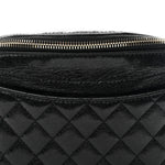 Crumpled Glazed Lambskin Quilted Waist Bag Fanny Pack Black