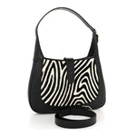 Pony Hair Zebra Print Calfskin Small Jackie 1961 Hobo Black White