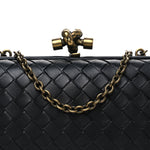 Nappa Intrecciato Chain Knot Clutch Black