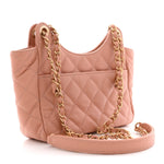 Caviar Quilted Small Wavy CC Hobo Coral