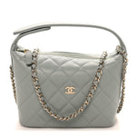 Caviar Quilted Hobo Clutch With Chain Light Green