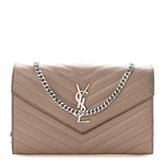 Grain De Poudre Matelasse Chevron Monogram Chain Wallet Taupe
