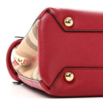Grainy Calfskin House Check Small Banner Tote Red