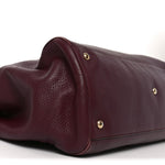 Pebbled Calfskin Large Bamboo Shopper Tote Burgundy