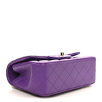 Lambskin Quilted Mini Top Handle Rectangular Flap Dark Purple