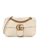 Calfskin Matelasse Mini GG Marmont Shoulder Bag White