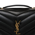 Lambskin Chevron Quilted Medium Loulou Black