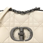 Lambskin Macrocannage Small Dior Caro Bag Ivory