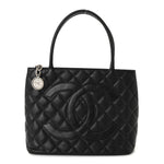 Caviar Quilted Medallion Tote Black