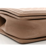 Caviar Quilted New Medium Boy Flap Dark Beige