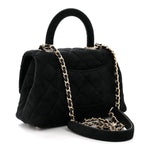 Velvet Crystal Quilted Extra Mini Coco Handle Flap Black