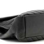 Sheepskin Matelasse Chevron Monogram Monochrome Large College Satchel Black