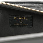 Lambskin Quilted Square Front Pocket Clutch With Chain Black