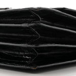 Crocodile Accordion Flap Shoulder Bag Black