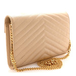 Grain De Poudre Matelasse Chevron Monogram Chain Wallet Nude Powder