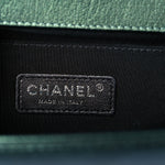 Iridescent Goatskin Quilted Medium Boy Flap Green