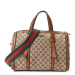 Monogram Medium Lady Web Boston Bag Beige Cuir