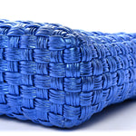 Metallic Woven Calfskin Trifolio Shoulder Bag Bluette