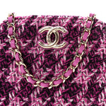 Tweed Quilted Mini Clutch With Chain Purple
