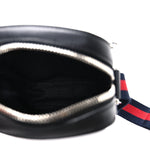 GG Supreme Monogram Appia Calfskin Web Small Camera Messenger Bag Black Grey