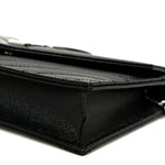 Grain De Poudre Matelasse Chevron Monogram Envelope Chain Wallet Black