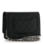 Caviar Quilted Crystal Star Wallet On Chain Black