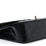 Patent Quilted Sparkle Glitter Medium Double Flap Black
