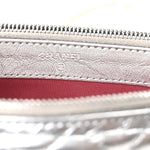 Metallic Lambskin Calfskin Quilted Small Gabrielle Clutch With Chain Silver