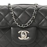 Lambskin Stitched New Mini Flap Black