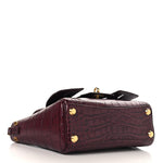 Calfskin Crocodile Embossed Mini Bel Air Carry All Bag Dark Burgundy