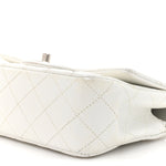 Metallic Caviar Quilted Mini Top Handle Rectangular Flap White