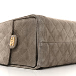 Suede Quilted Medium Chanel 25 Handbag Grey