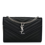 Grain De Poudre Matelasse Chevron Monogram Chain Wallet Black