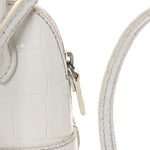 Calfskin Logo Crocodile Embossed Mini Ville Top Handle Bag White Black