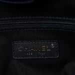 Tweed Shiny Lambskin Quilted Coco Base Small Shopping Bag Dark Blue