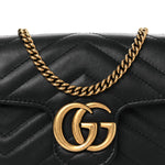 Calfskin Matelasse Super Mini GG Marmont Shoulder Bag Black