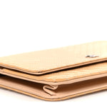 Patent Calfskin Chevron Quilted Wallet On Chain WOC Beige