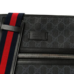 GG Supreme Monogram Appia Calfskin Web Flat Messenger Bag Black Grey