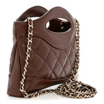 Shiny Crumpled Calfskin Quilted Nano 31 Shopping Bag Brown