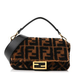 Shearling Vitello Dolce Macro FF 1974 Baguette Tobacco Black