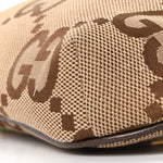 Monogram Jumbo GG Textured Dollar Calfskin Web Belt Bag Camel Ebony New Acero