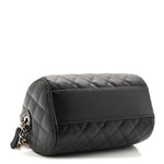 Caviar Quilted Barrel Clutch With Chain Black