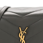 Calfskin Y Quilted Monogram Toy Loulou Crossbody Bag Grey Kaki